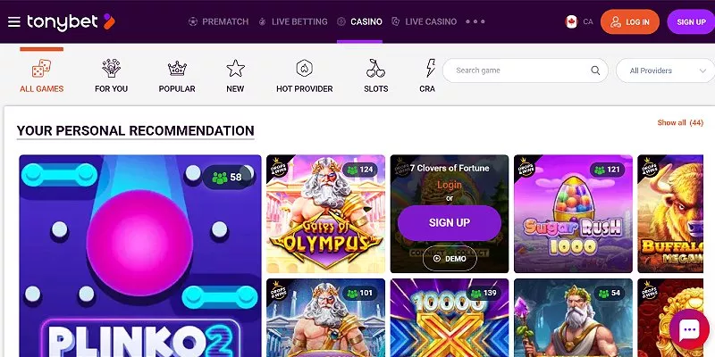 Tonybet Casino CA